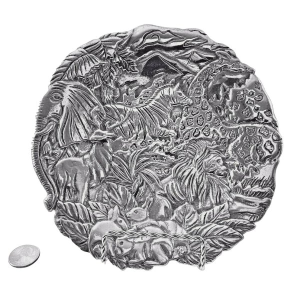 Embossed African Wildlife Animal Metal Plate 3D 7.5" TWN Perfect Vintage 1991 - Picture 3 of 10